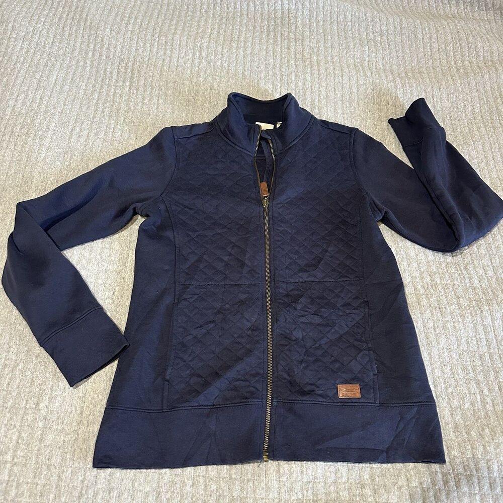 L.L.Bean Women's Preppy Navy Quilted Zip Stand Collar Jacket Cotton Blend  S